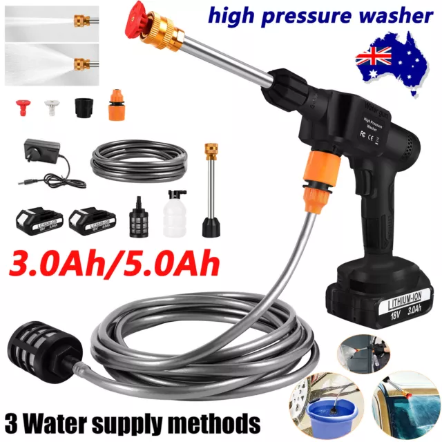 Cordless Electric High Pressure Washer Water Spray Gun Car Cleaner W/ 2 Battery