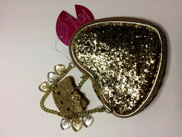 Camomilla I Love Hello Kitty Borsello Cuore Heart Glitter Oro Gold OVP 2