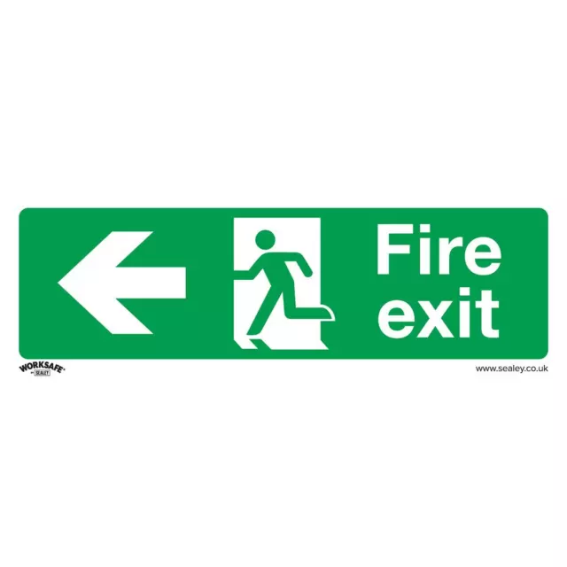 Worksafe Safety Sign Fire Exit (Left) Self Adhesive Vinyl Pack of 10