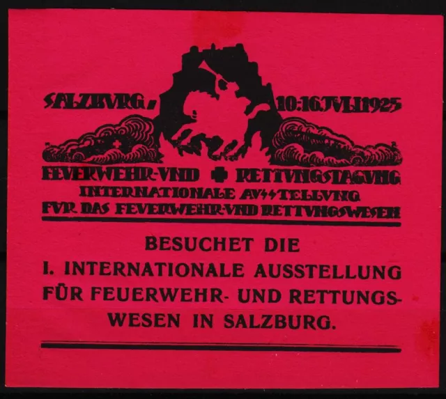 reklamemarke werbe-blatt 1925 int.ausst.f.feuerwehr-u.rettungswesen, salzbu/0331