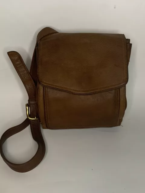 Vtg Fossil Brown Leather Crossbody Bag Purse 1954 Key 75082  American Classic