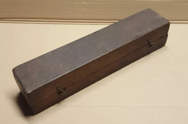 scatola cassetta legno d'epoca portautensile con gancetti chiusura ottone