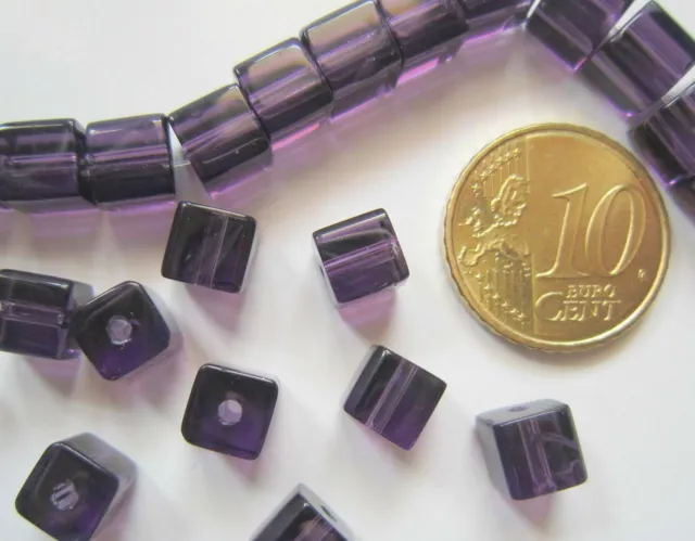 Perlas cubo cristal violeta 6 mm X 15 UNIDADES transparente abalorios