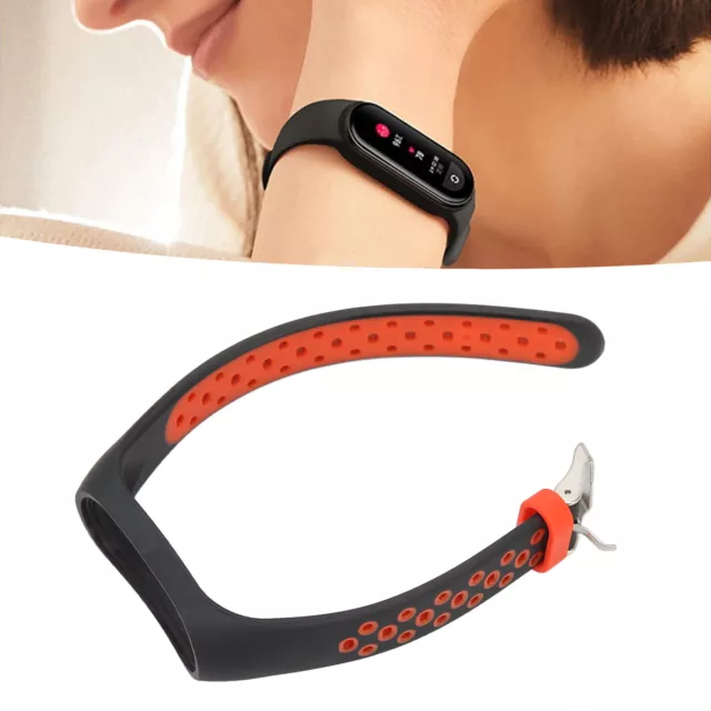 (Black Red) Loop Bracelet Strap 16g Weight Anti Slip Smart Bracelet
