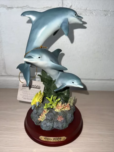 Ocean Marine Life Three Dolphin Ceramic Figurine/Statue  UEC Decor