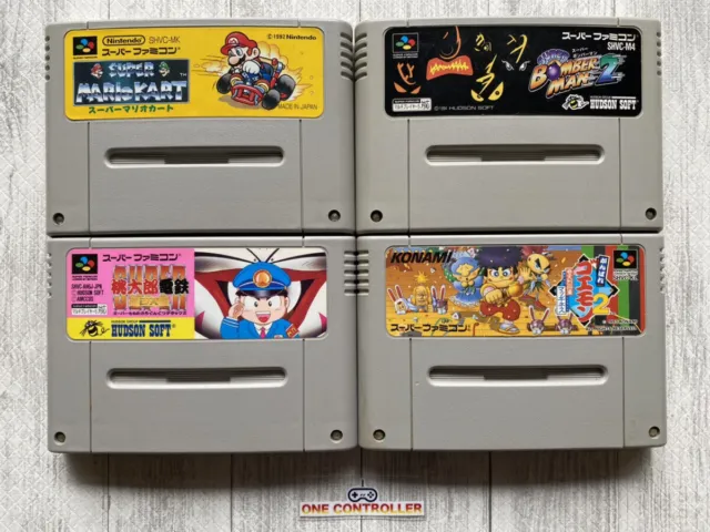 Nintendo SNES Super Mario Kart & Bomberman 2 & Momotarou Dentetsu DX & Goemon 2