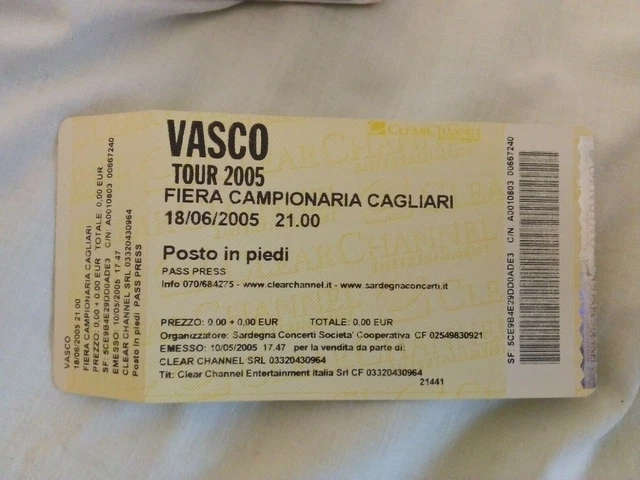 biglietto vasco rossi tour 2005 fiera  cagliari