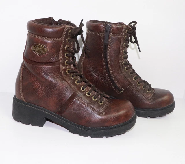 Harley Davidson Brown Leather Moto Boots Steel Toe 7.5
