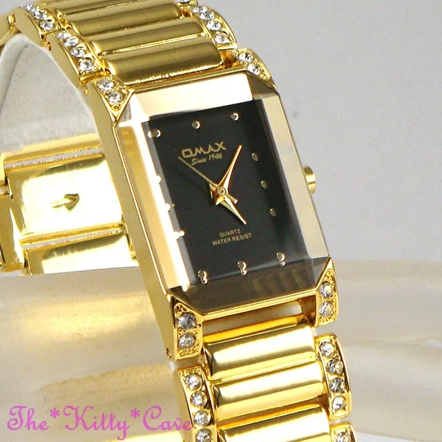Montre OMAX Classique Unisexe - Boîtier Plaqué Or 36 Mm, Cadran Doré, Mouvement Seiko, Bracelet Cuir Marron - SC7491
