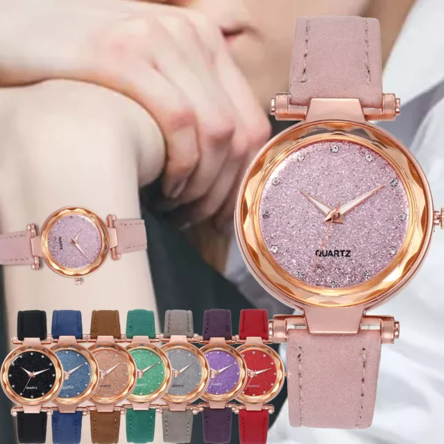 Women's Ladies Leather Band Watches Analogue Quartz Wrist Watch Fashion Gifts
