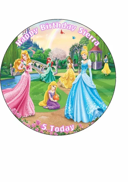 DISNEY PRINCESS NOVELTY Edible Birthday Cake Topper 7.5" Round £3.45 ...