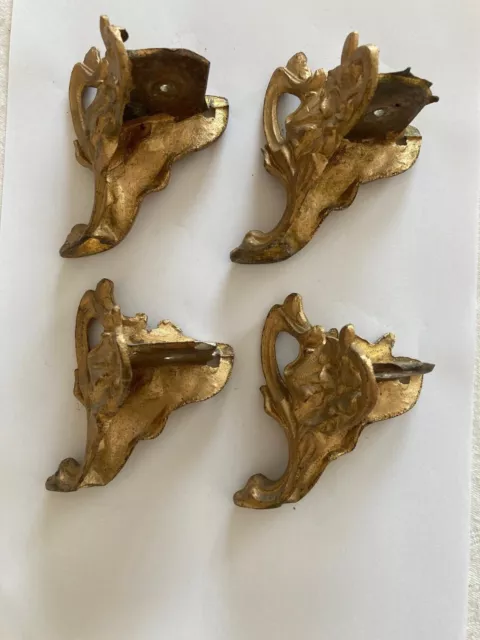 Large vintage metal Clock Feet x4 - ormolu style - clockmakers spares