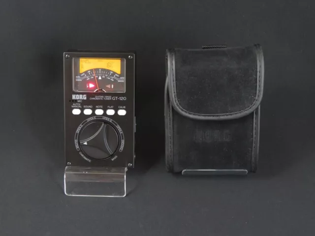 Tested KORG GUITAR/BASS CHROMATIC TUNER GT-120 with Case From Japan 1