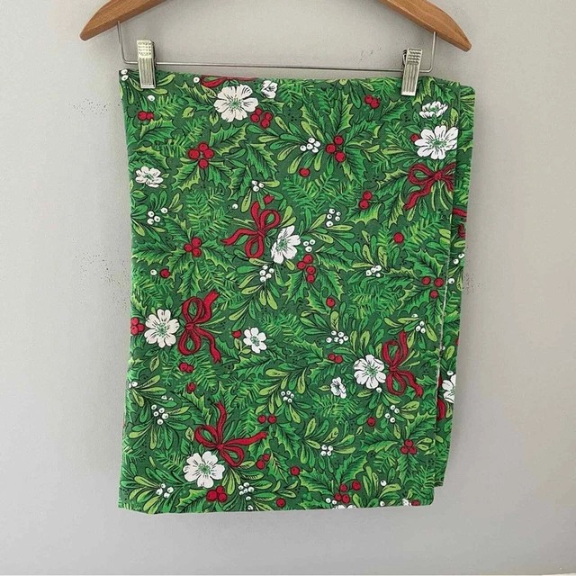 Mantel vintage verde rojo arco de acebo para vacaciones de Navidad