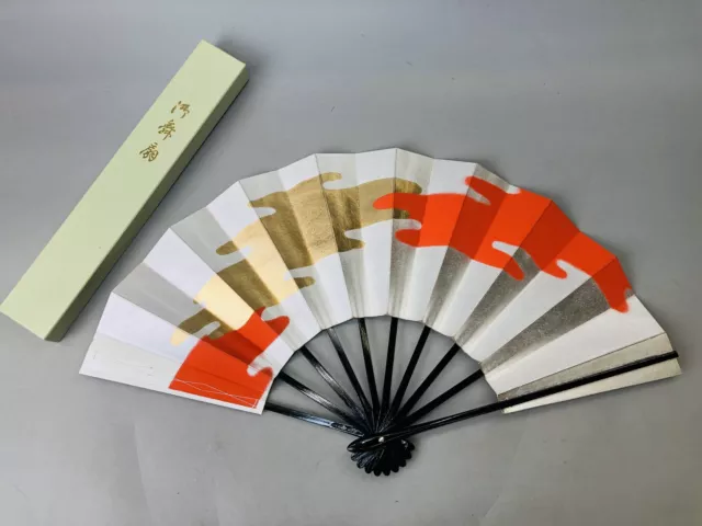 Y6103 SENSU Dancer's folding paper fan box cloud Japan antique vintage kimono