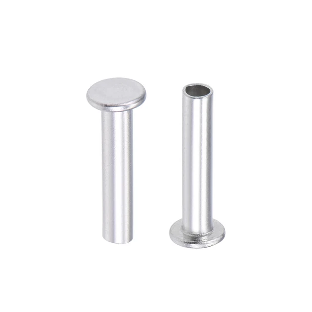 100 pz M4 x 20mm alluminio testa piatta rivetti Semi-Tubolare tono argento