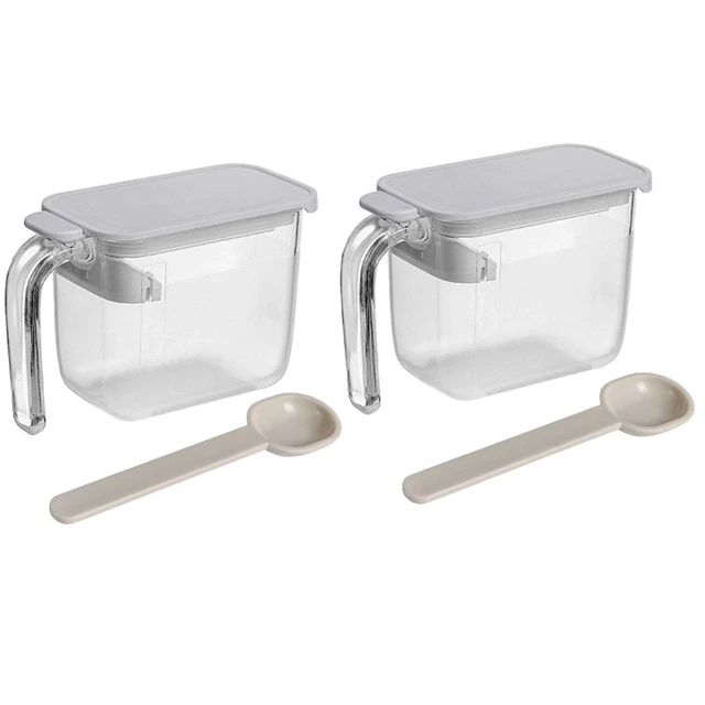 Caja de especias transparente con tapa para uso diario de barbacoa en interior