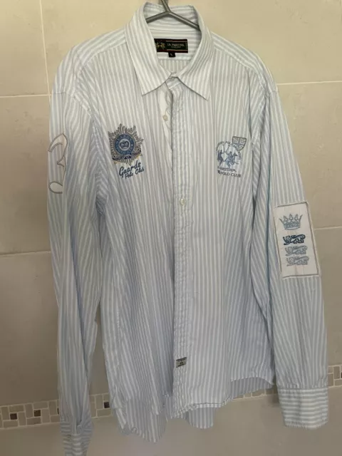 La Martina Guards Polo Shirt Large Blue White Stripe