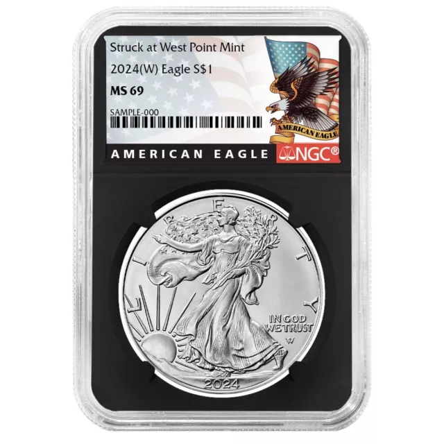 2024 (W) $1 American Silver Eagle NGC MS69 Black Label Retro Core