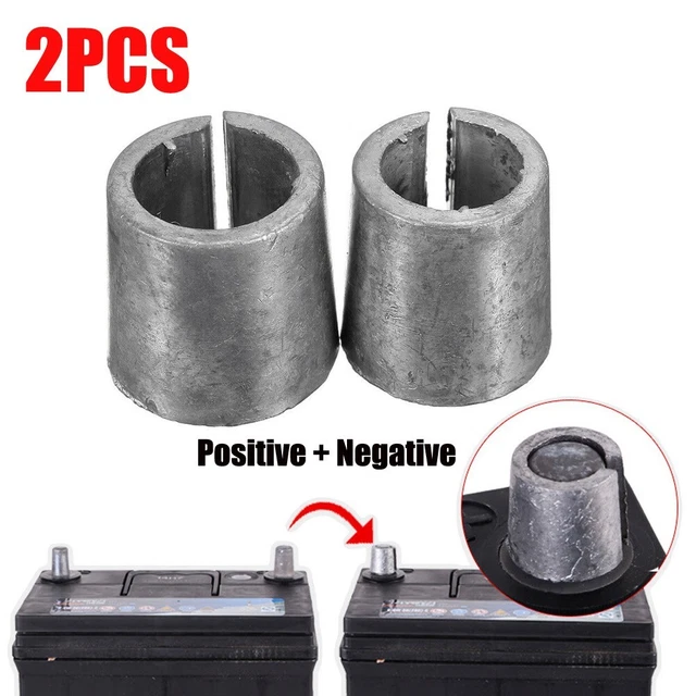 2x Car Battery Terminal Converters Post Adaptors Sleeves Positive Negative Set