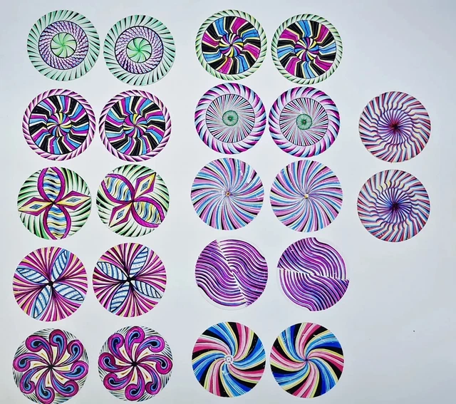 Rare Boxed Set Of Hand Painted Interchangeable Chromotrope Discs Magic Lantern