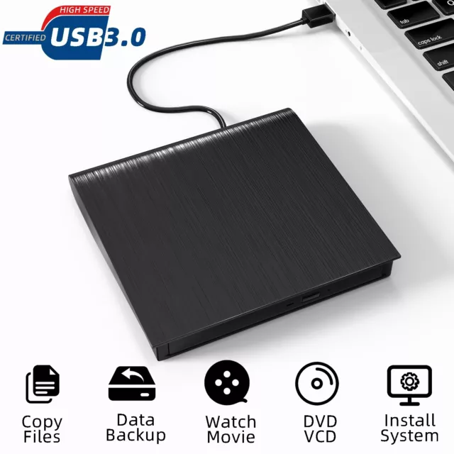 Unidad externa de CD DVD USB 3.0 tipo C DVD-ROM CD-RW reproductor de computadora portátil grabadora grabadora 3