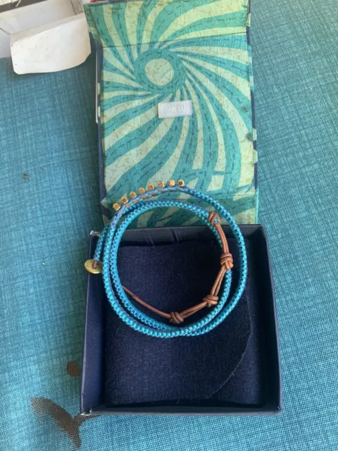 New Chan Luu 925 Sterling Silver Turquoise Leather Wrap Bracelet