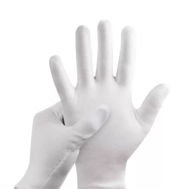 100% COTTON WHITE GLOVES Moisturising Butler Beauty Waiters Magician UK