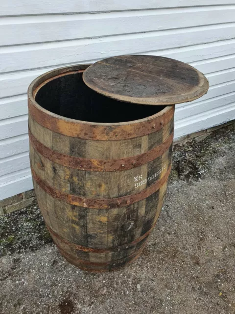 Lid Removed Old Reclaimed Used Rustic Whiskey / Scotch Whisky Oak Wooden Barrel