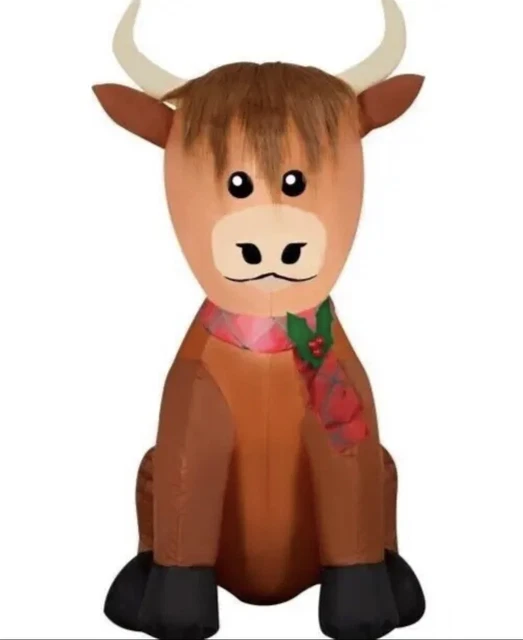 HOLIDAY TIME HIGHLANDER COW Airblown Inflatable Christmas Yard