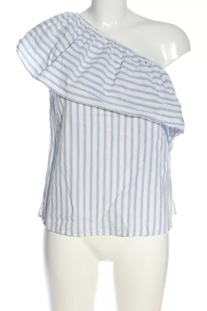 H&M Camisa de un solo hombro Mujeres Talla EU 36 blanco-azul look casual