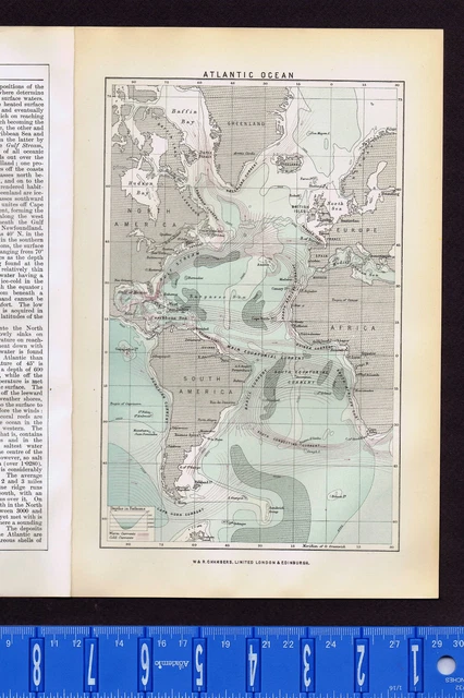 The ATLANTIC OCEAN - 1895 Antique Map Print