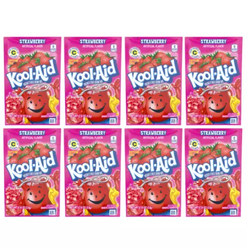 903262 8 x 3.9g SINGLE PACKET KOOL AID UNSWEETENED DRINK MIX STRAWBERRY FLAVOUR