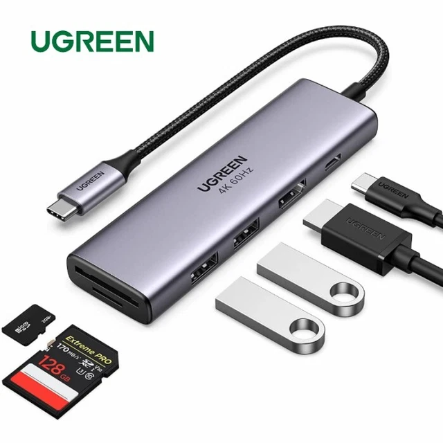 UGREEN USB C Hub 6 in 1 Type C to HDMI 4K, 2 USB 3.0 Ports, SD TF Card  Reader, 100W PD Charging Adapter Dock Station for MacBook Pro Air 2020 2019