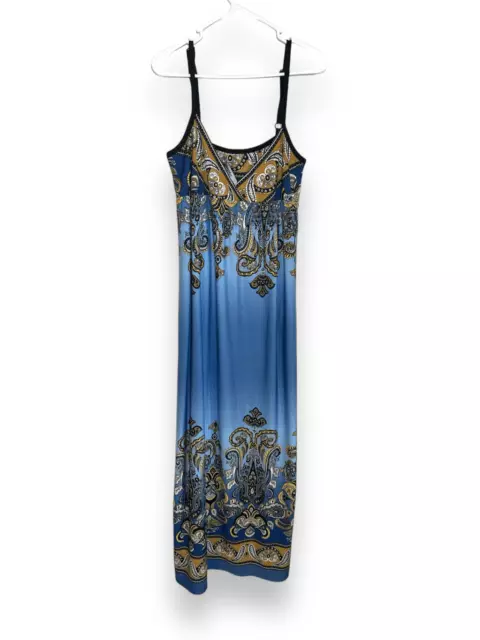 Vintage Y2K Bailey Blue 90’s blue boho paisley sleeveless maxi dress sz XL