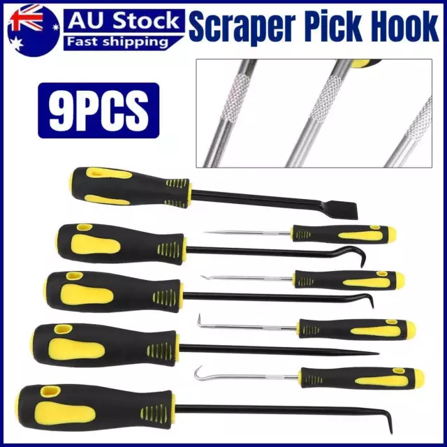 9pcs Scraper / Hook And Pick Set Car Removal Tool O Rings Seals Rubber Handle AU