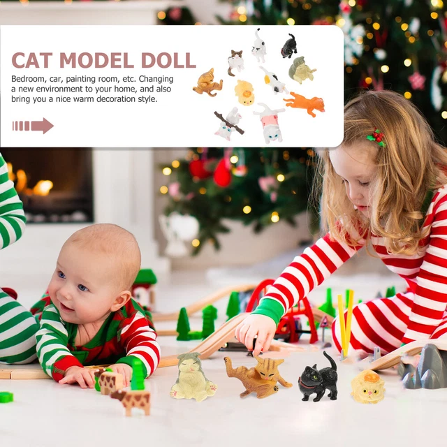 10 Pcs Cat Cupcake Topper Cat Model Fall Guys Toys Squiz Toys Decorate 9