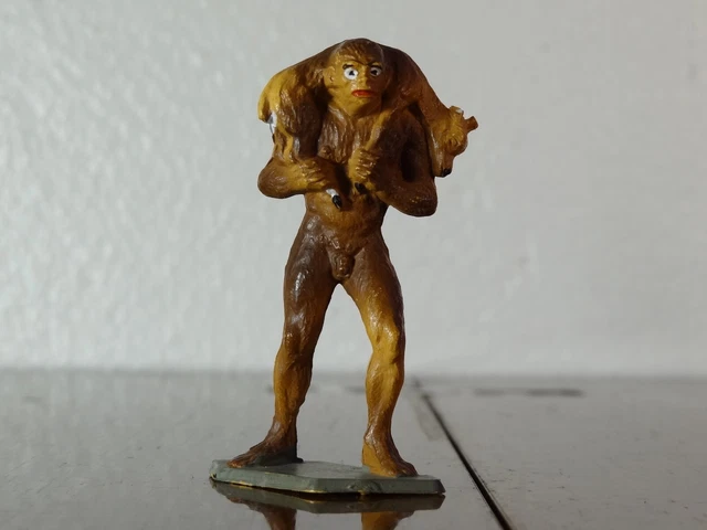 Figurines Préhistoriques Starlux - Homme Préhistorique + Bête - Années 70, Fabriqué En France - Occasion Bon état