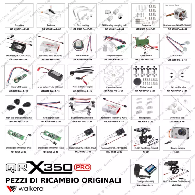 Ricambi DRONE WALKERA QR 350 PRO eliche batteria camera motori ESC