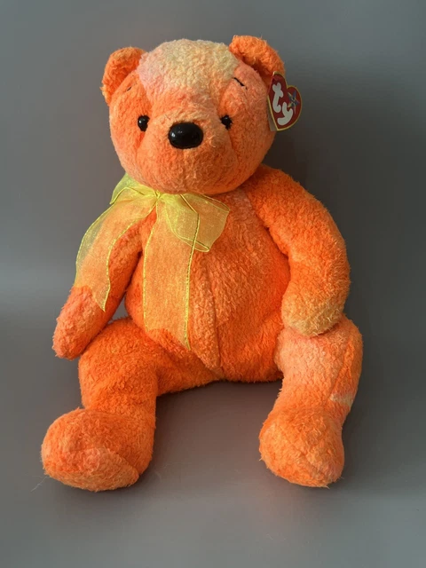 TY BEANIE BUDDY Tangerine Bear Soft toy Plush 2001 14 Retired