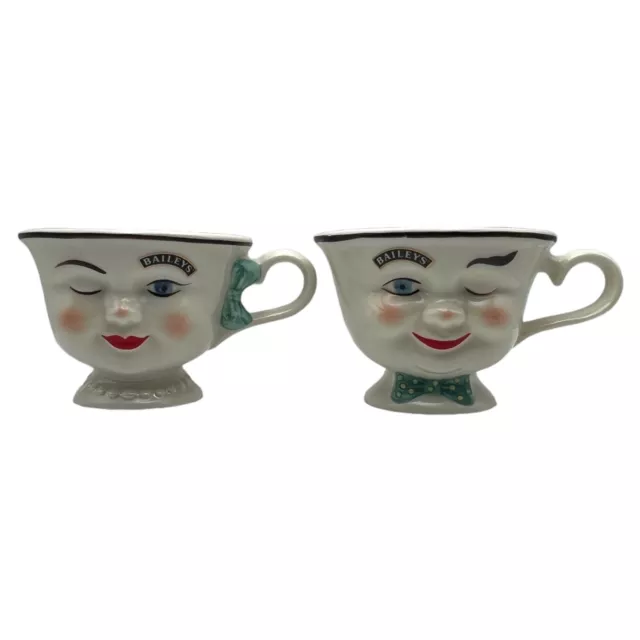 LE Vintage 1996 Bailey's Irish Cream His & Hers Yum Cups Mugs Winking Faces