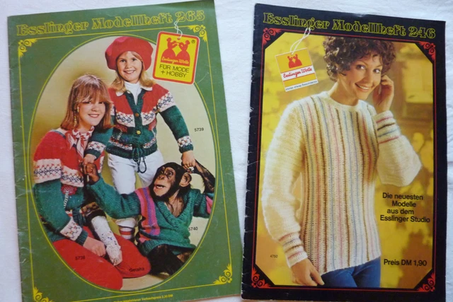 VINTAGE: 2x STRICKHEFTE Esslinger Modellheft 246 und 265 aus den 70er häkeln