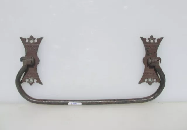 Victorian Brass Stick Holder Pew Church Antique Towel Rail Old Hanger Cross