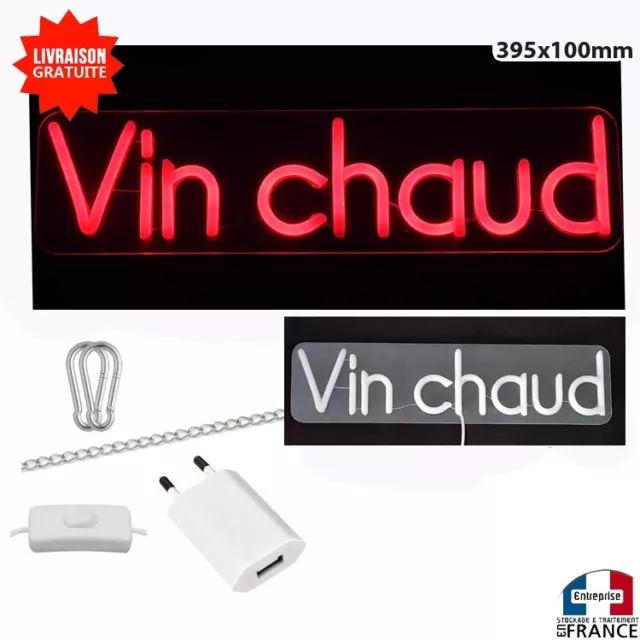 Panneau enseigne lumineuse Neon led à suspendre poser VIN CHAUD stand usb bar