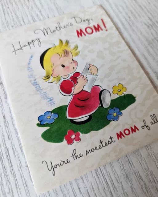 Vintage Mother's Day Mum Mom American I Love You Greeting Card (EB3578)