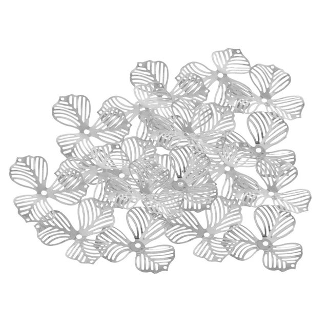20 Stück Metall Silber Hohle Ende Blumenperlenkappen 30mm DIY Schmuckzubehör