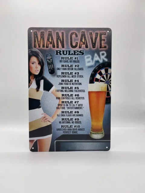 Blechschild Man Cave 20x30cm Nostalgie Retro Reklame Vintage Deko Humor Bier