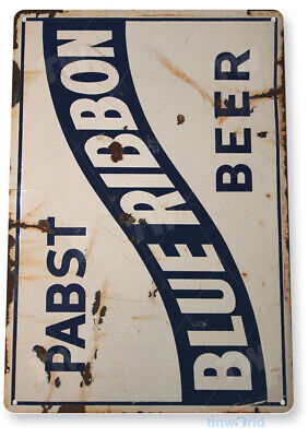 TIN SIGN Pabst Blue Ribbon Beer Metal Art Store Pub Draft Brew Shop Bar A549