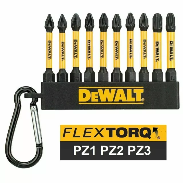 DeWalt Impact driver Bits 10pcs FLEXTORQ Set Pz1 Pz2 Pz3 Makita Bosch Hilti dril