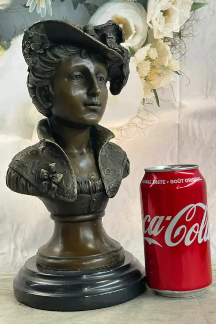 Elegant Original Signed Sculpture by Milo Bronze Marble Base Statue Female Bust